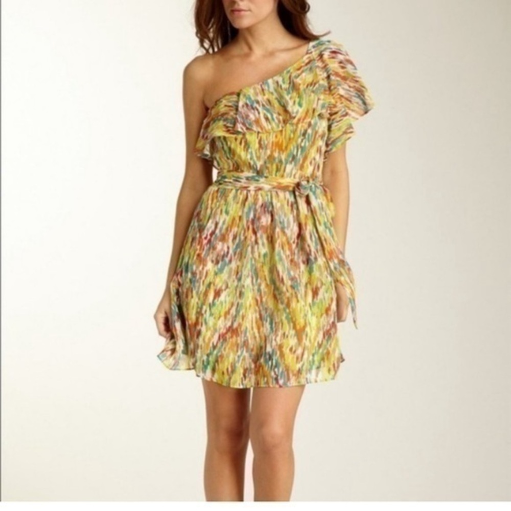 Laundry by Design Limone Multi One Shoulder Mini Dress Size 6 Multi Color